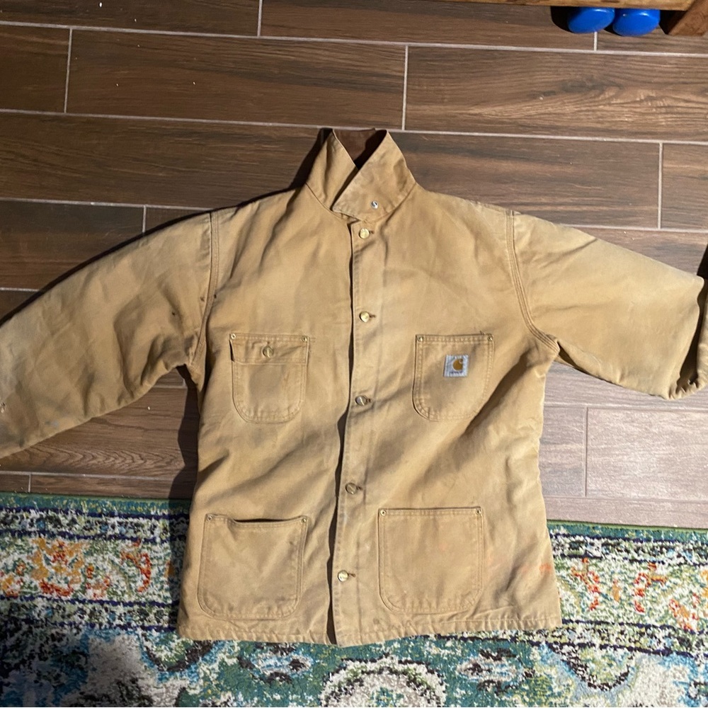 Carhartt mens XL VTG DUCK COAT wool lined fair condition.